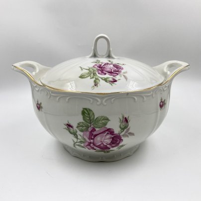 Супница с флоральным декором, фарфор, деколь, золочение, Западная Европа, 1970-2000 гг.