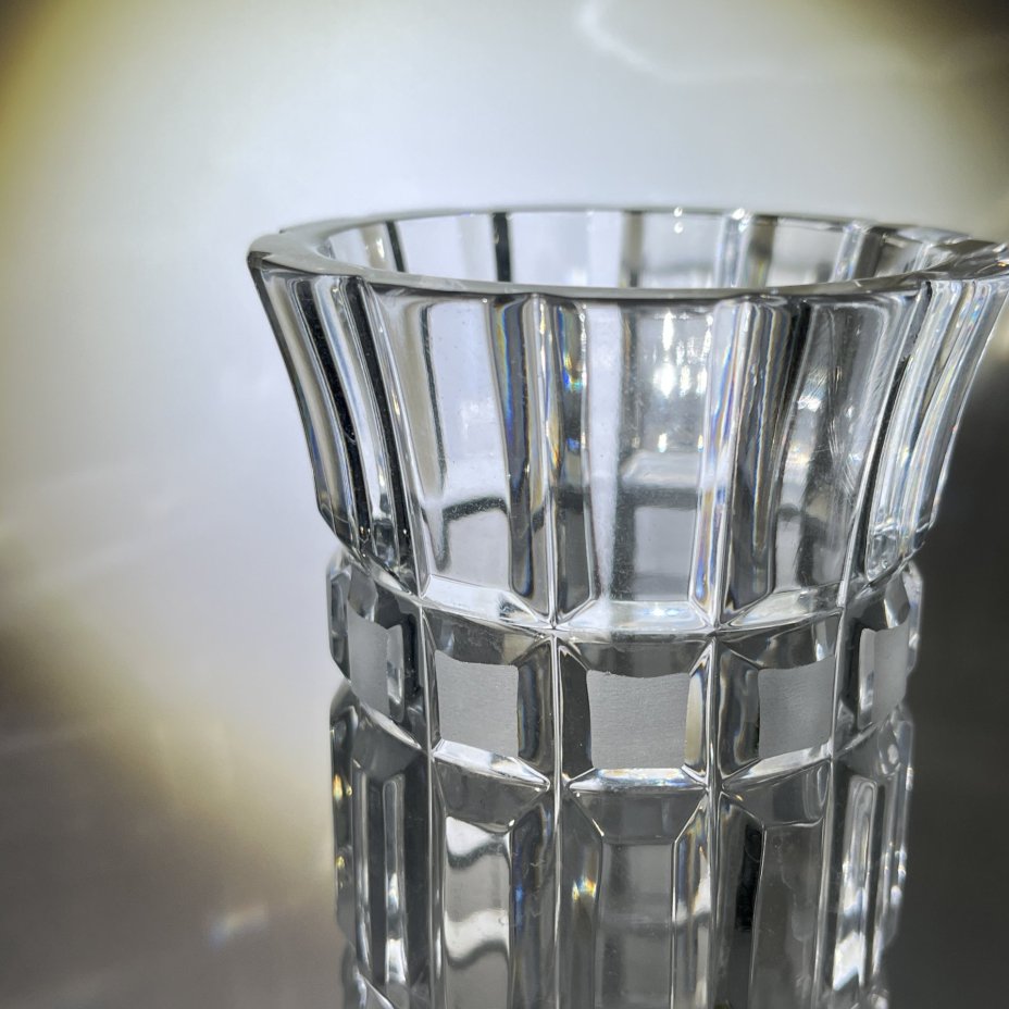 Ваза для цветов "Бисер" с резным геометрическим декором, хрусталь, алмазная грань, Гусевской хрустальный завод (Гусь-Хрустальный), СССР, 1970-1990 гг.