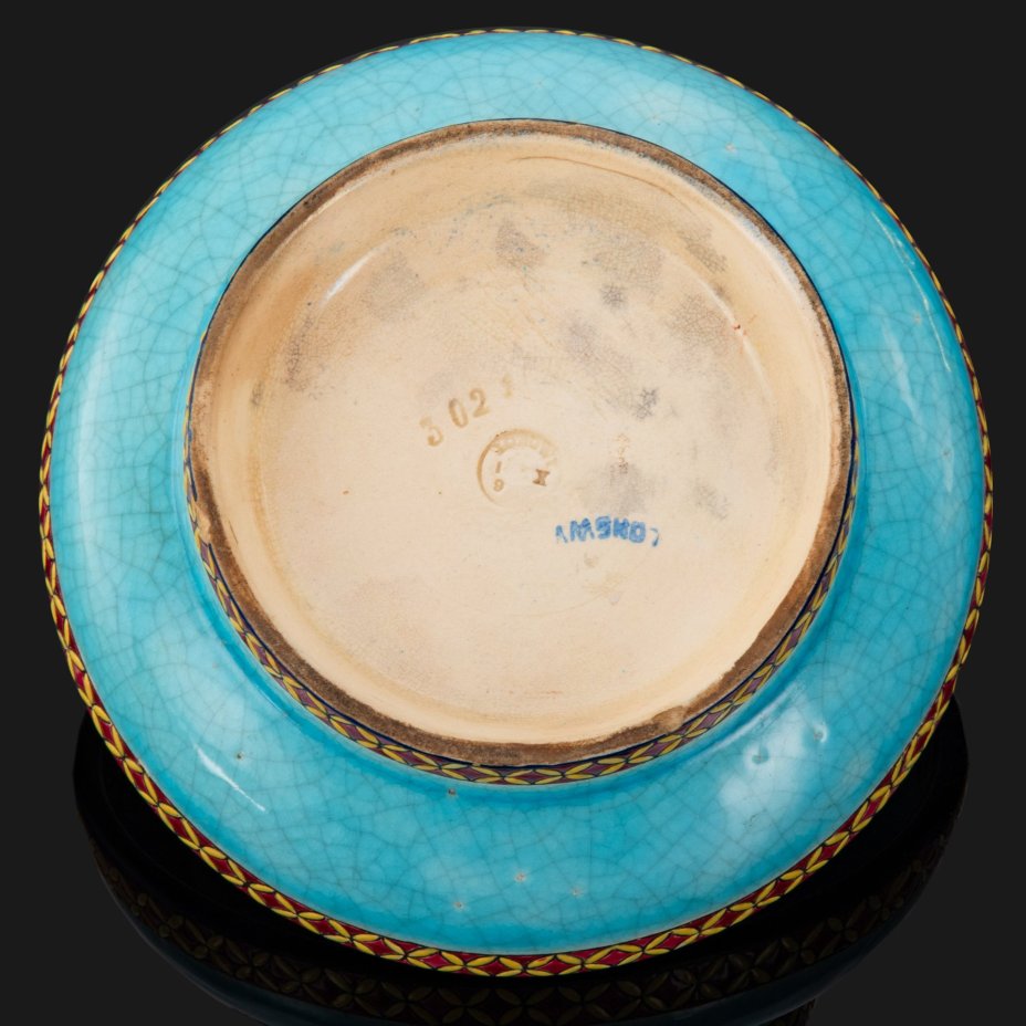 Блюдо декоративное (чаша)  с цветочным декором , Manufacture des Emaux de Longwy, декор 3021, фаянс, майолика, техника перегородчатых эмалей