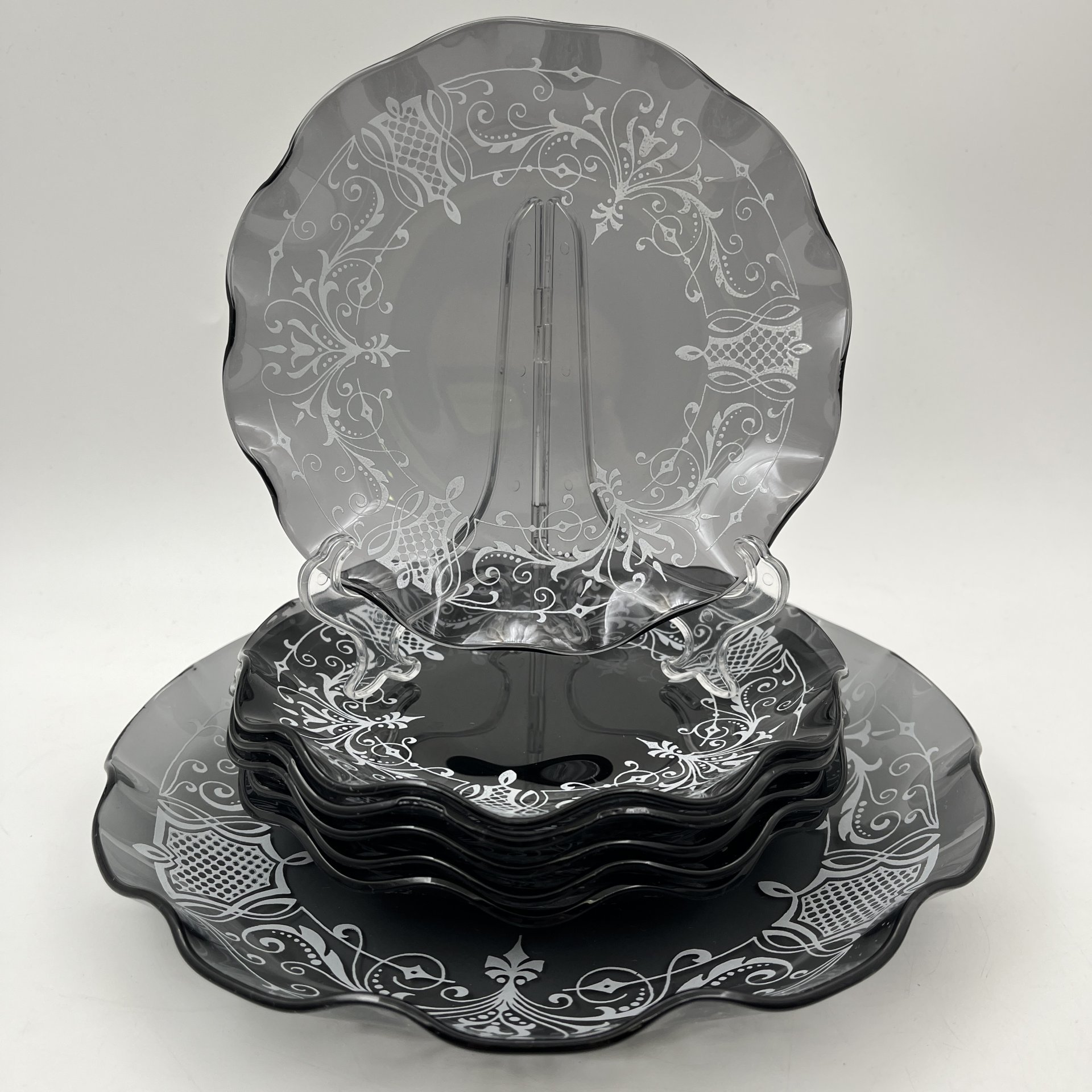 Набор десертный "Волна" на 6 персон, АО "Светлана", стекло, печать, картон, Российская Федерация, 1992-2000 гг.