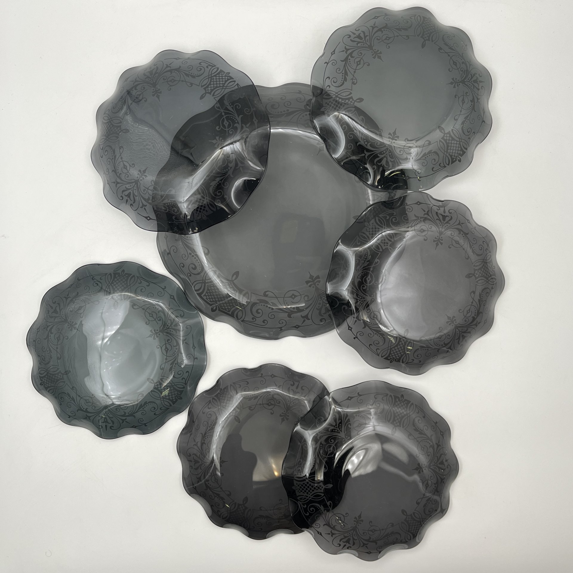 Набор десертный "Волна" на 6 персон, АО "Светлана", стекло, печать, картон, Российская Федерация, 1992-2000 гг.