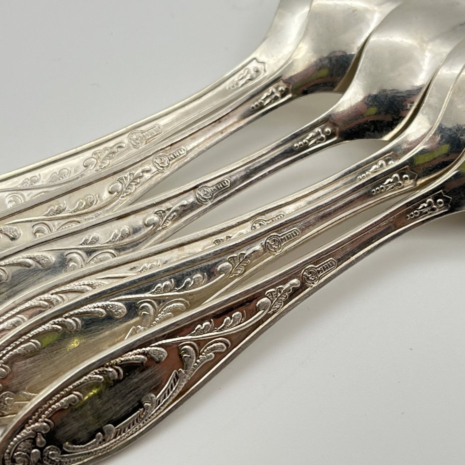 Набор кофейных ложек "Пламя" на 6 персон в оригинальной коробке, мНЦ (медь-никель-цинк), картон, Кольчугинский завод цветных металлов, СССР, 1970-1990 гг.