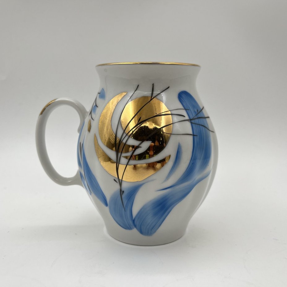 Сервиз чайный "Зимнее солнце" на 3 персоны (12 предметов), фарфор, роспись, золочение, Дулевский фарфоровый завод (Дулёво), СССР, 1988 г.