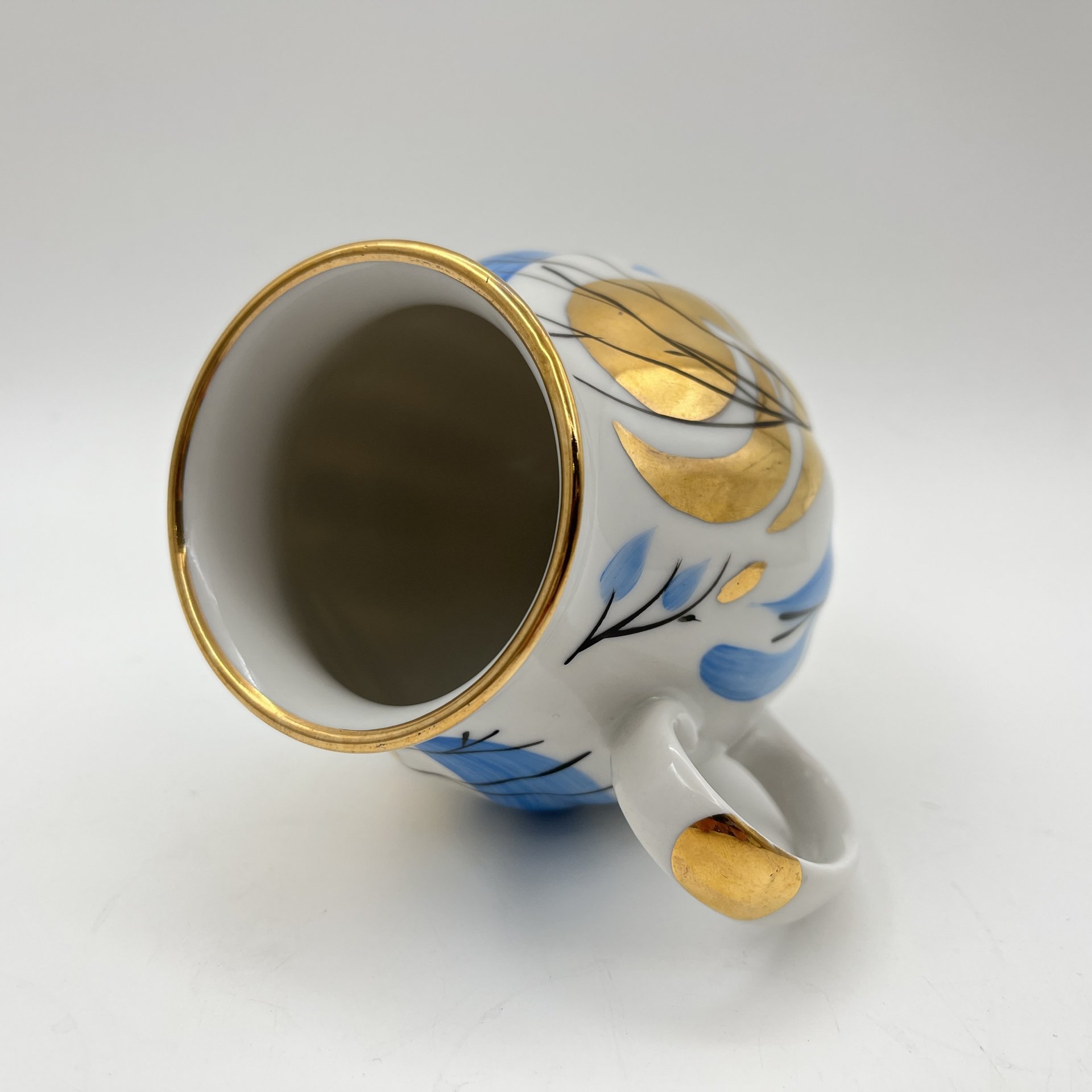 Сервиз чайный "Зимнее солнце" на 3 персоны (12 предметов), фарфор, роспись, золочение, Дулевский фарфоровый завод (Дулёво), СССР, 1988 г.