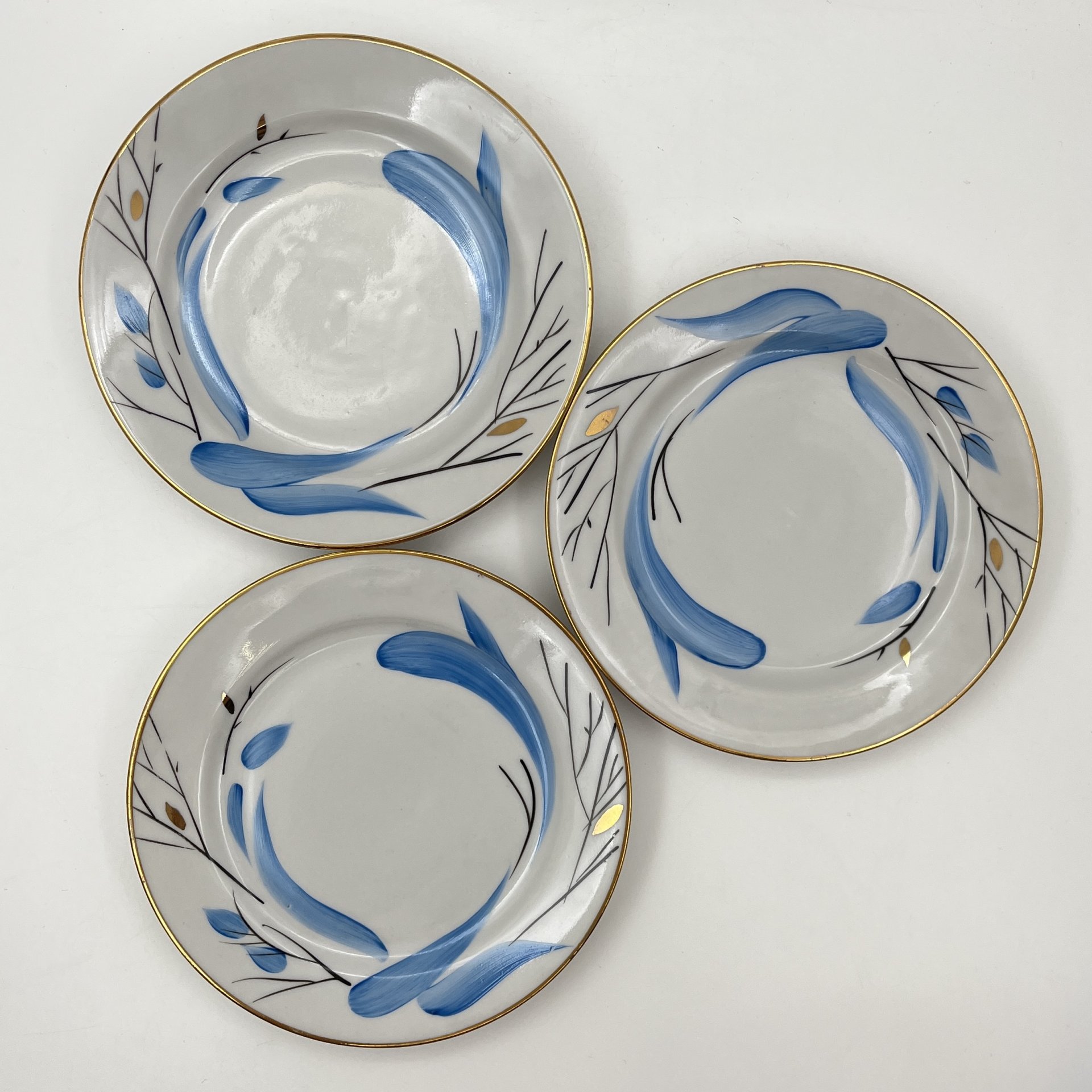 Сервиз чайный "Зимнее солнце" на 3 персоны (12 предметов), фарфор, роспись, золочение, Дулевский фарфоровый завод (Дулёво), СССР, 1988 г.