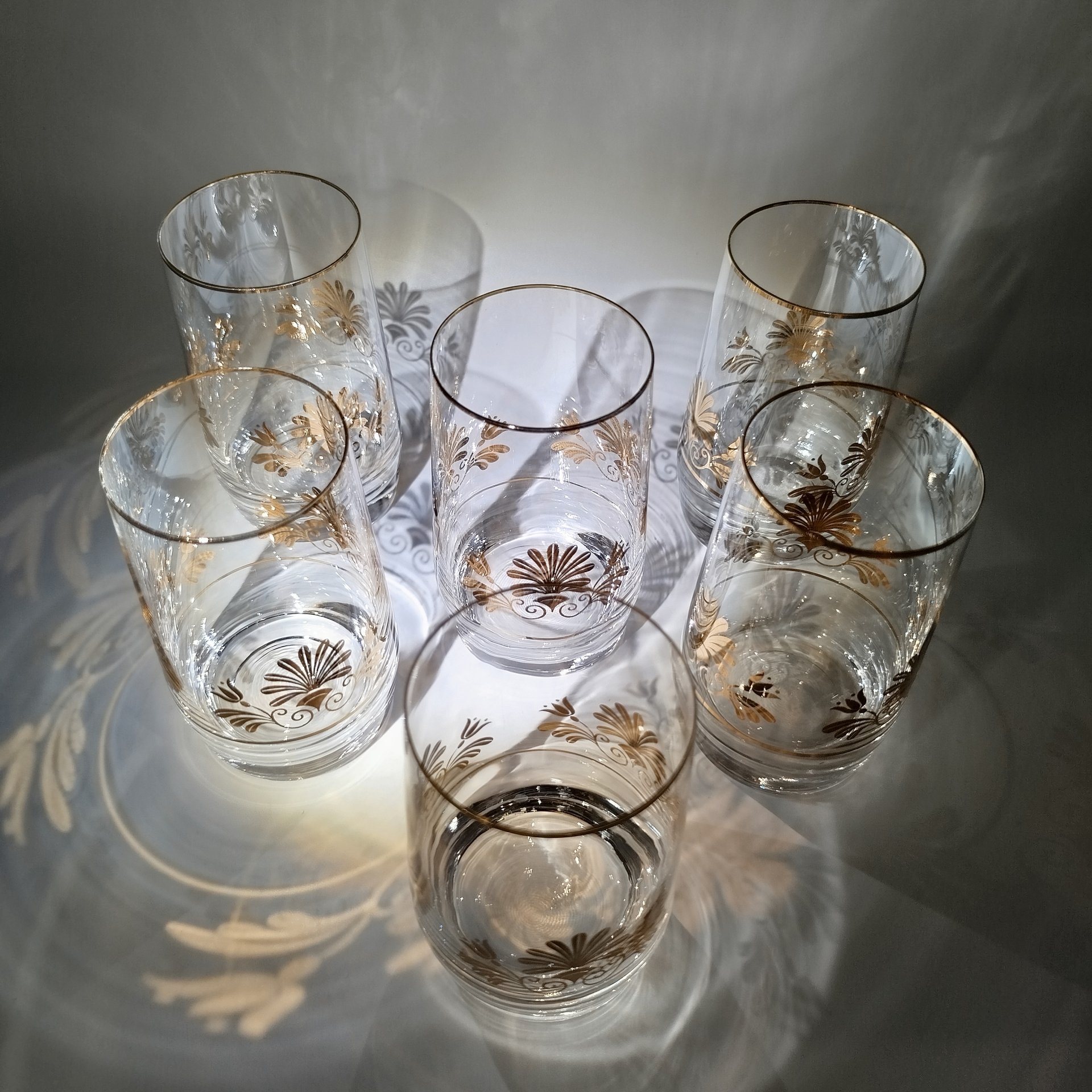 Набор из 6-ти стаканов, украшенных растительным декором, Bohemia Crystal (Bohemia Glass)