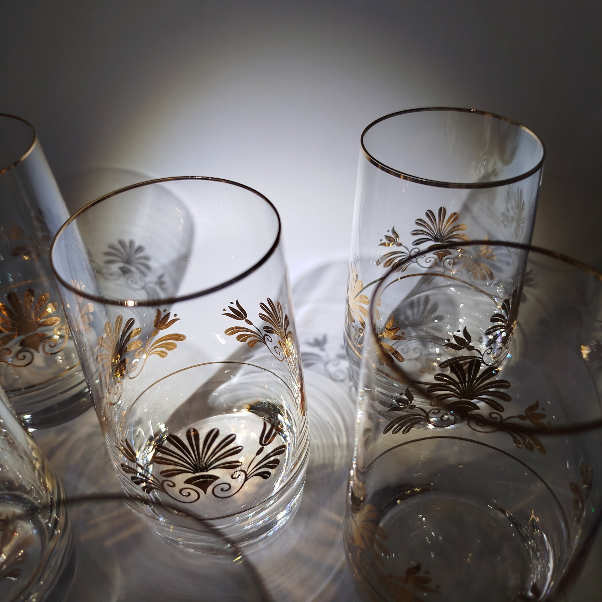 Набор из 6-ти стаканов, украшенных растительным декором, Bohemia Crystal (Bohemia Glass)