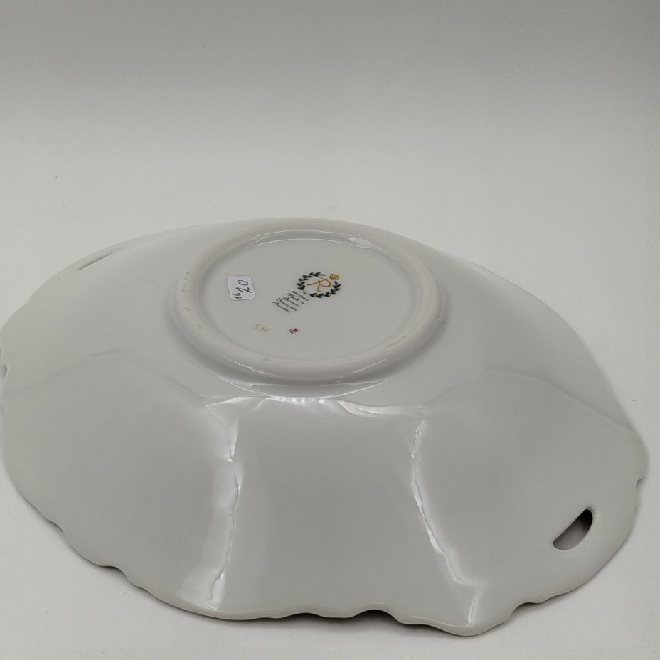 Сухарница с двумя ручками и цветочным декором, фарфор, деколь, золочение, Reichenbach (Райхенбах), Германия, 1968-1990 гг.