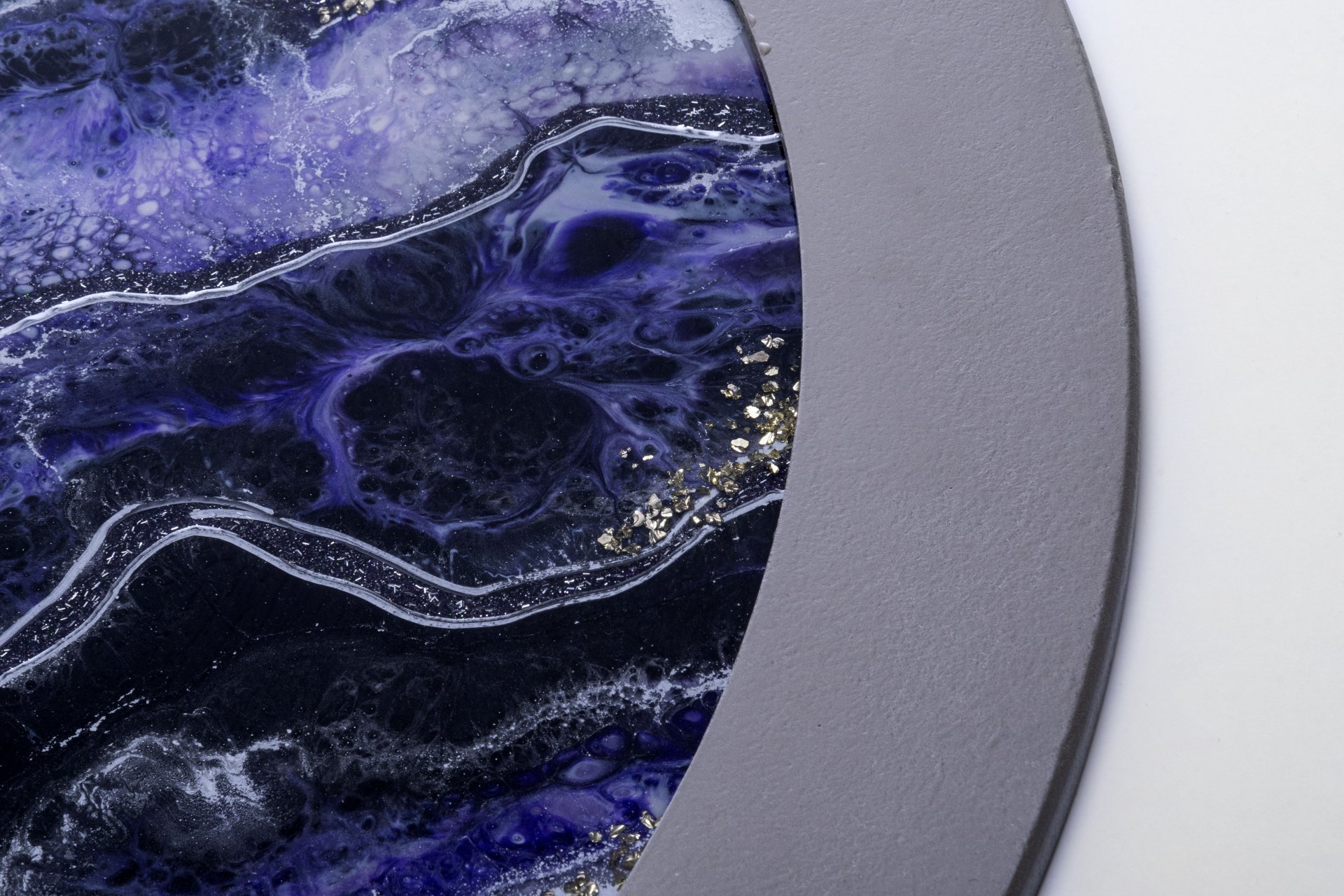 Панно настенное декоративное "Северное сияние", авторская работа в технике Resin Art, глянцевое 3D покрытие, натуральный камень, Россия, 2021 г. — фото 4