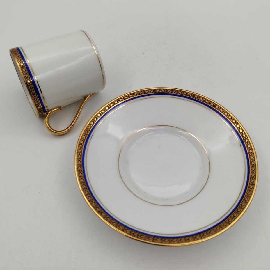 Кофейная пара в стиле ампир, "Limoges", фарфор, роспись, золочение