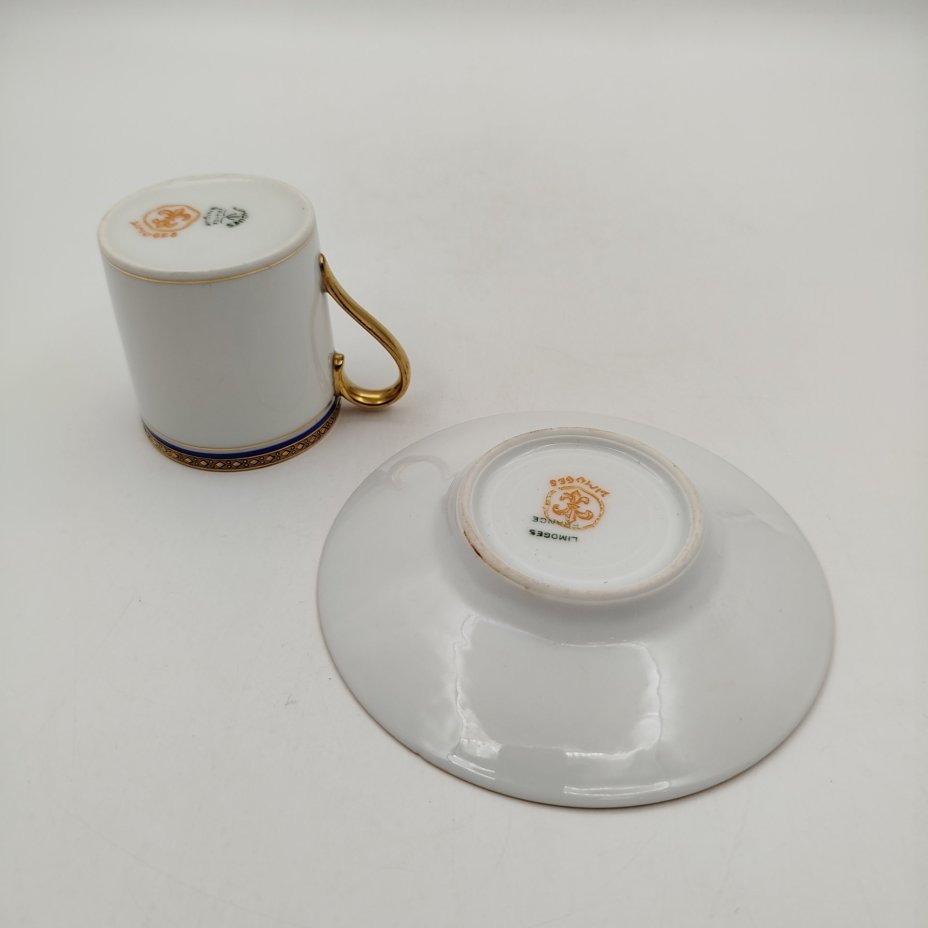 Кофейная пара в стиле ампир, "Limoges", фарфор, роспись, золочение