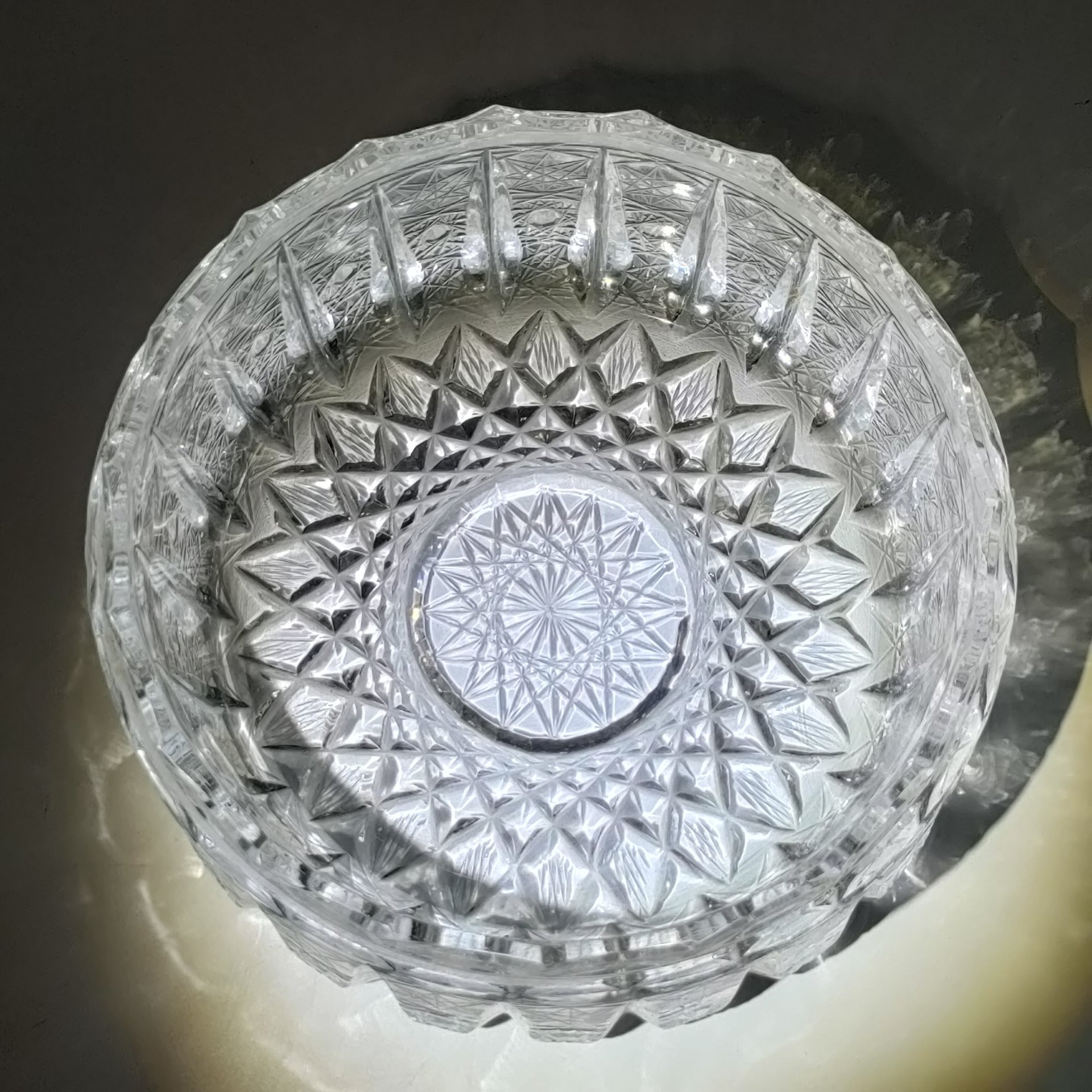 Ваза для фруктов (конфетница), хрусталь, алмазная грань, СССР, 1970-1990 гг.