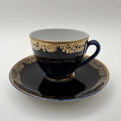 Пара кофейная, фарфор, крытье кобальтом, золочение, Ленинградский фарфоровый завод (ЛФЗ), СССР, 1970-1990 гг.
