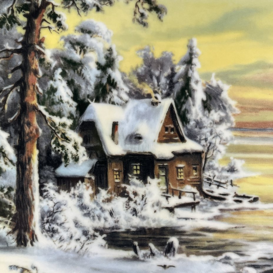 Тарелка декоративная с изображением зимнего пейзажа