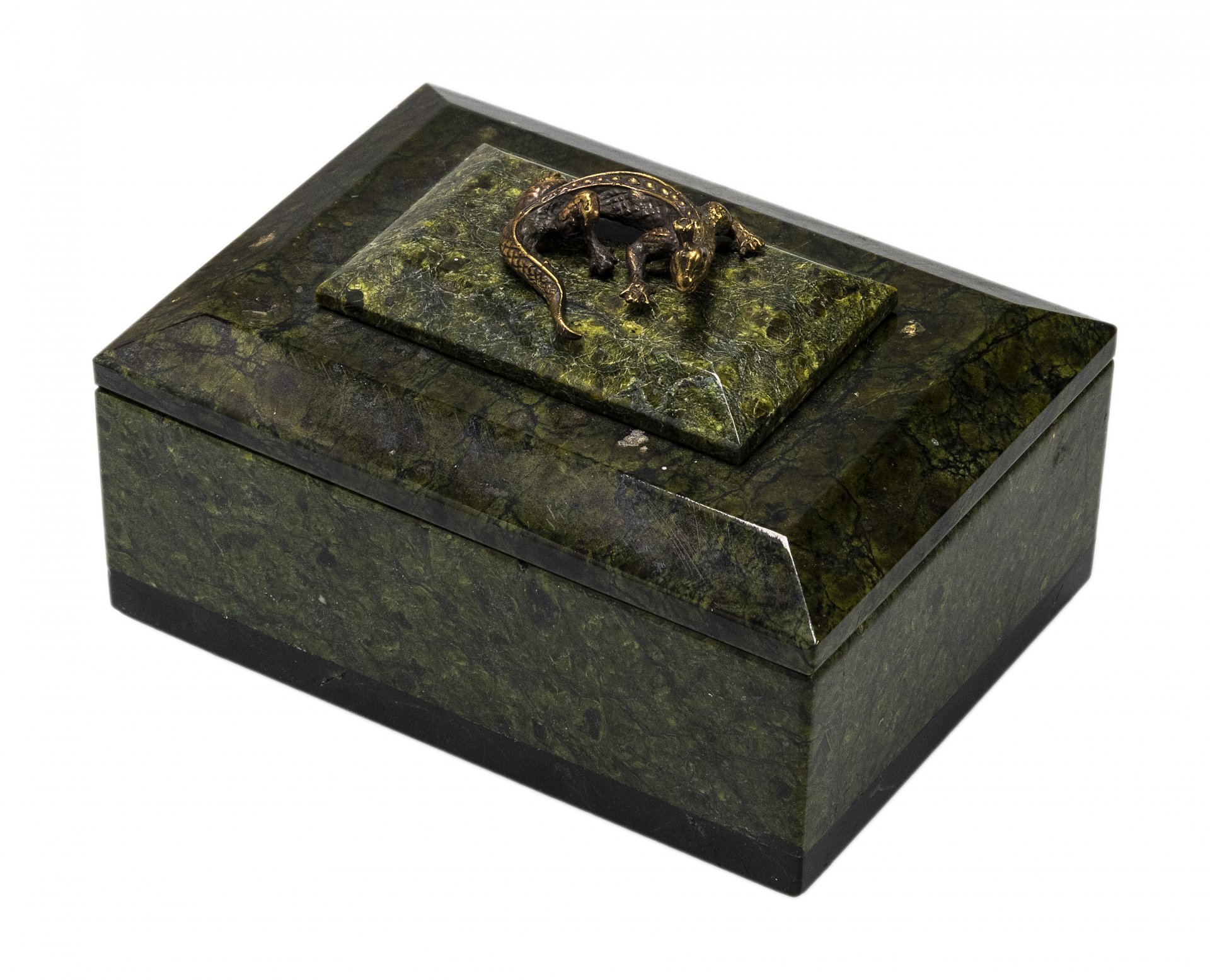 Шкатулка из змеевика "Ящерица", натуральный камень, 1980-1990 гг.