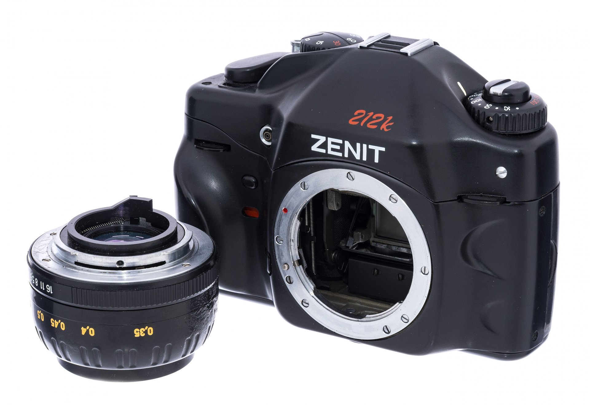Фотоаппарат пленочный "Zenit 212k" в оригинальном чехле с объективом «MC Зенитар-K2s» 2/50, пластмасса, Красногорский механический завод, 1995-2005 гг, Красногорский механический завод (КМЗ)