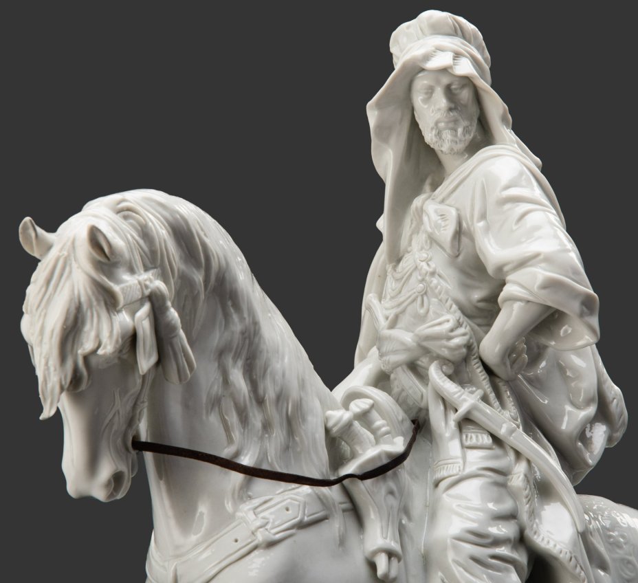 Скульптура "Арабский воин на коне" ("Бедуин"), скульптор Reinhard Möller (предположительно), фарфор, Scheibe-Alsbach Porzellan, Германия, 1925-1972 гг.