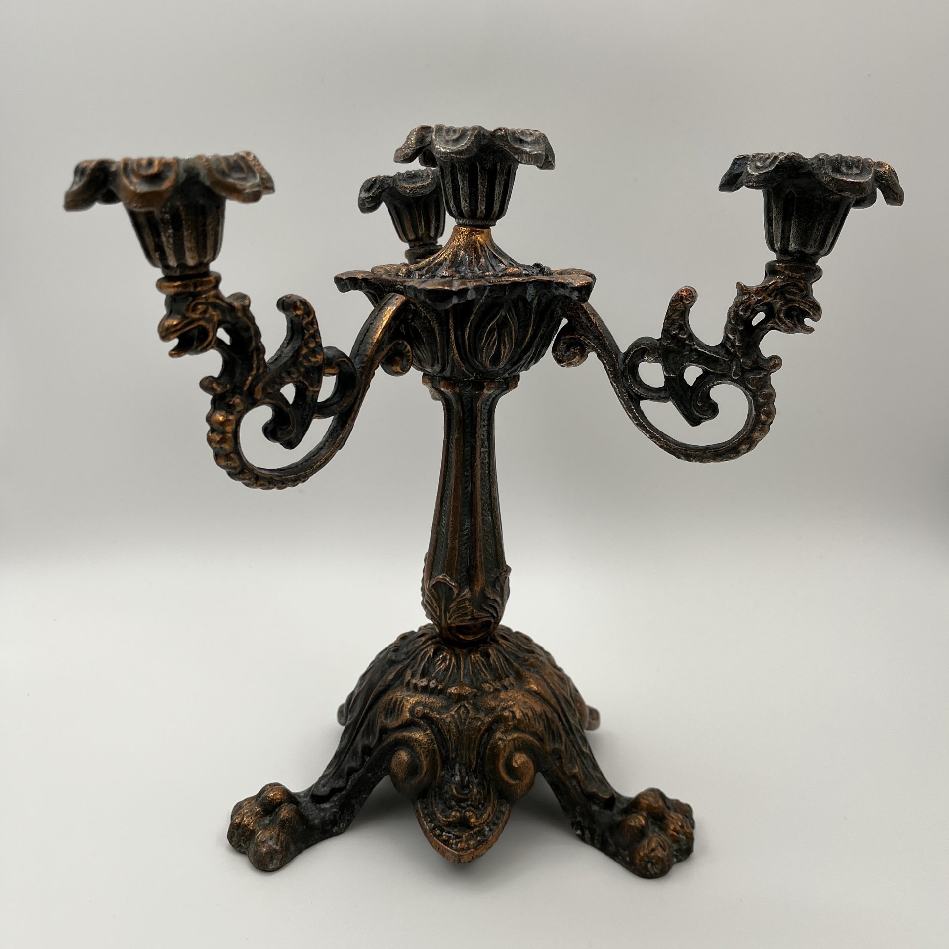 Подсвечник на 4 свечи с растительным декором, металл, СССР, 1970-1990 гг.