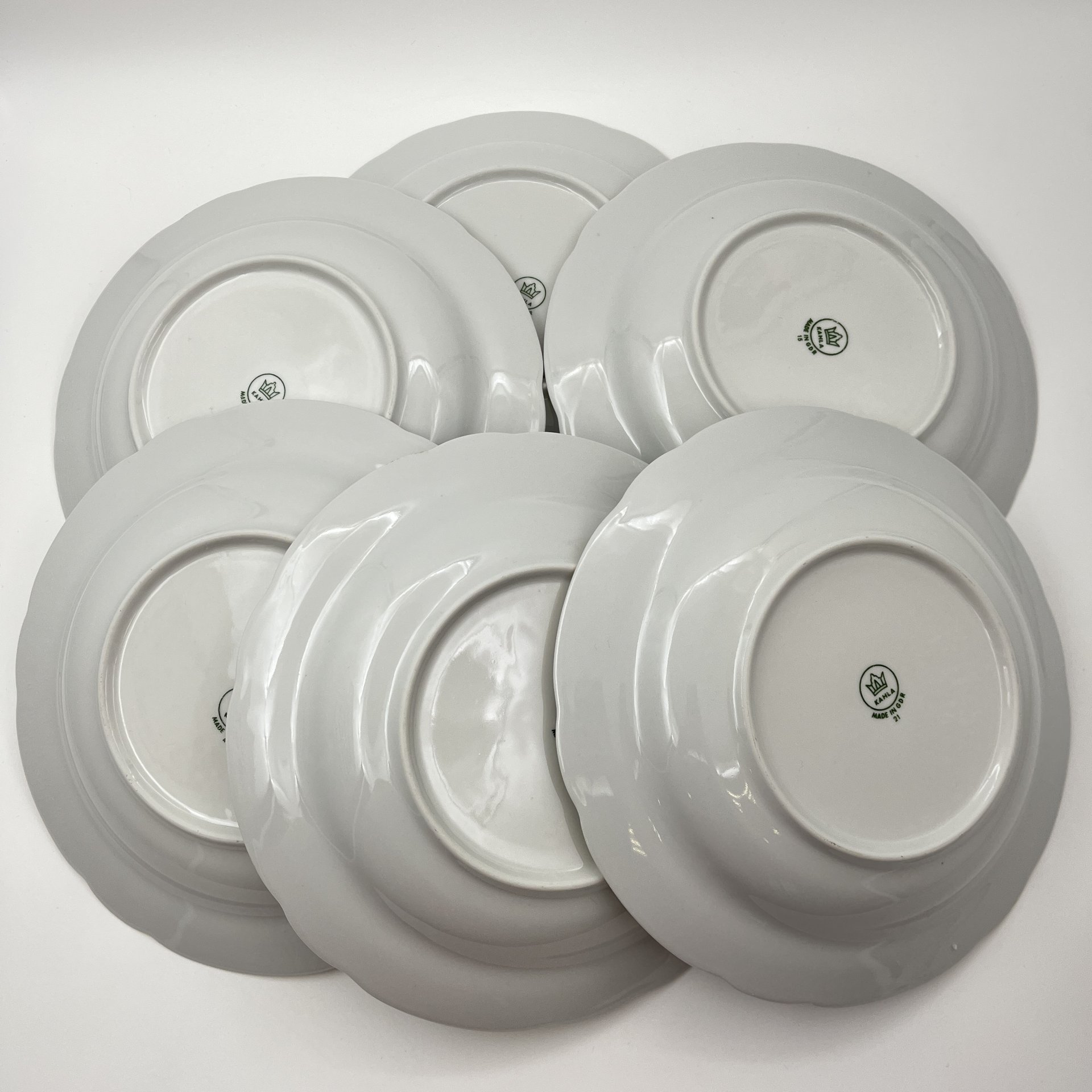 Набор суповых (глубоких) тарелок "Желтая роза" на 6 персон, фарфор, деколь, золочение, Kahla, ГДР, 1970-1980 гг.