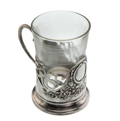 Подстаканник "Подарочный" со стаканом, мельхиор, стекло, Киевский завод им. Ф.Э.Дзержинского, СССР, 1960-1970 гг.