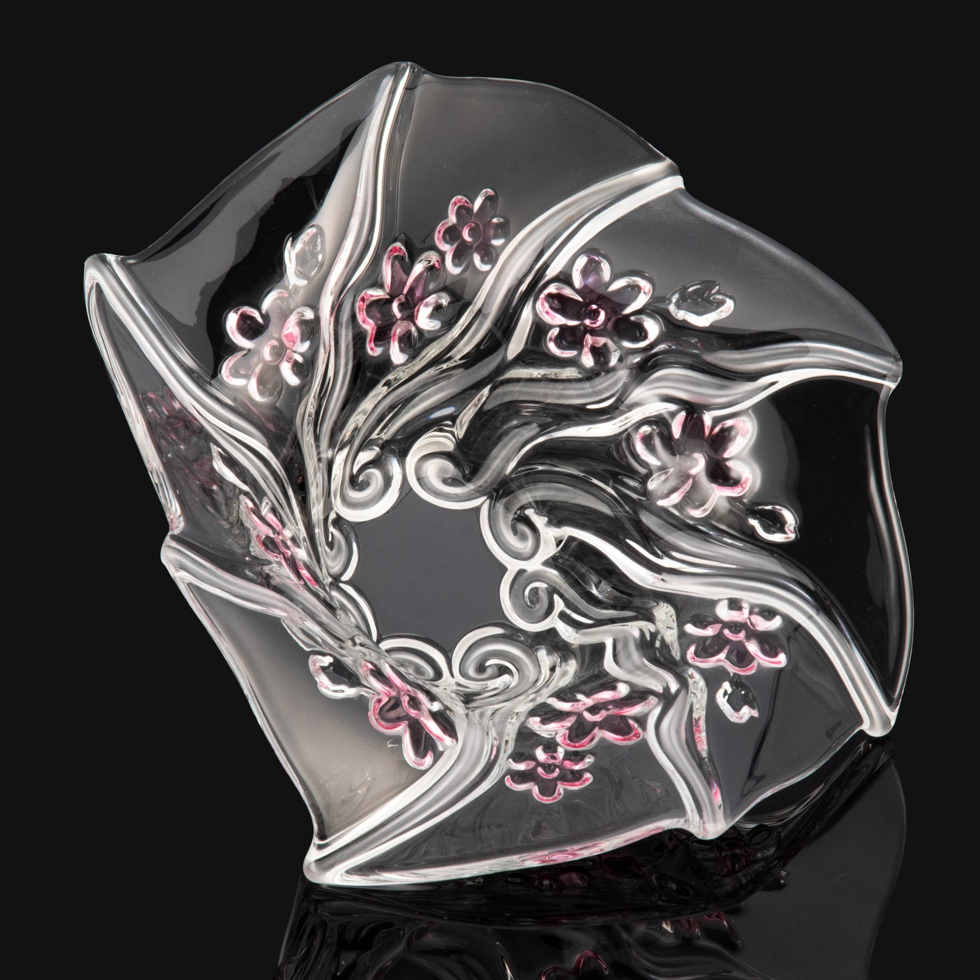 Фруктовница с рельефным цветочным декором, Walther Glas