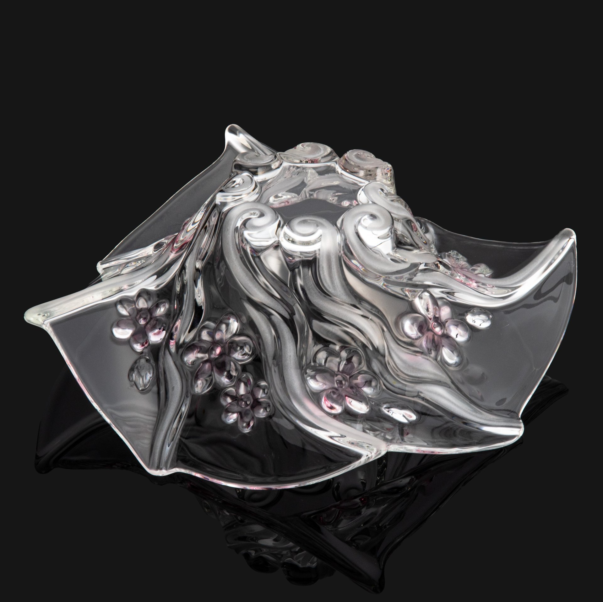 Фруктовница с рельефным цветочным декором, Walther Glas