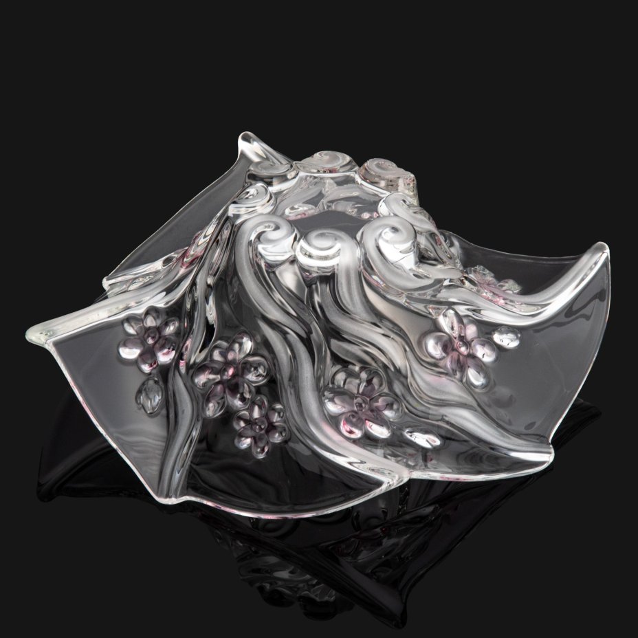 Фруктовница с рельефным цветочным декором, Walther Glas