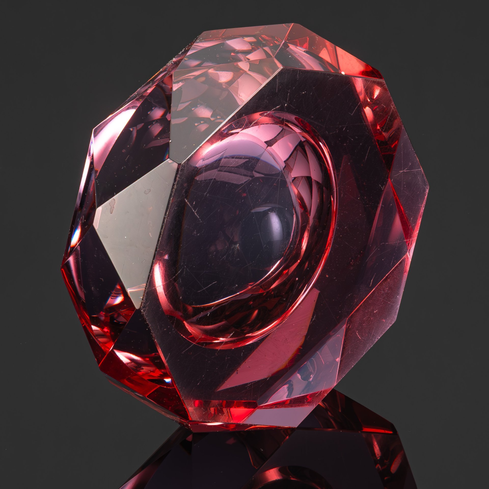 Пепельница из оптического стекла сиренево-голубого (неодимового) оттенка с переливами, цветное стекло, широкая грань, ЛОМО (Ленинградское оптико-механическое объединение), СССР, 1970-1990 гг.