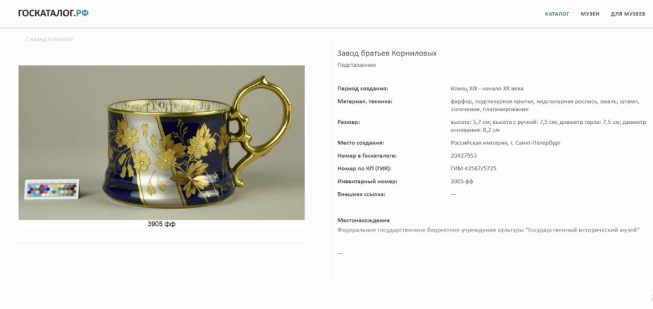 Подстаканник с цветочным узором, Фарфоровый завод братьев Корниловых
