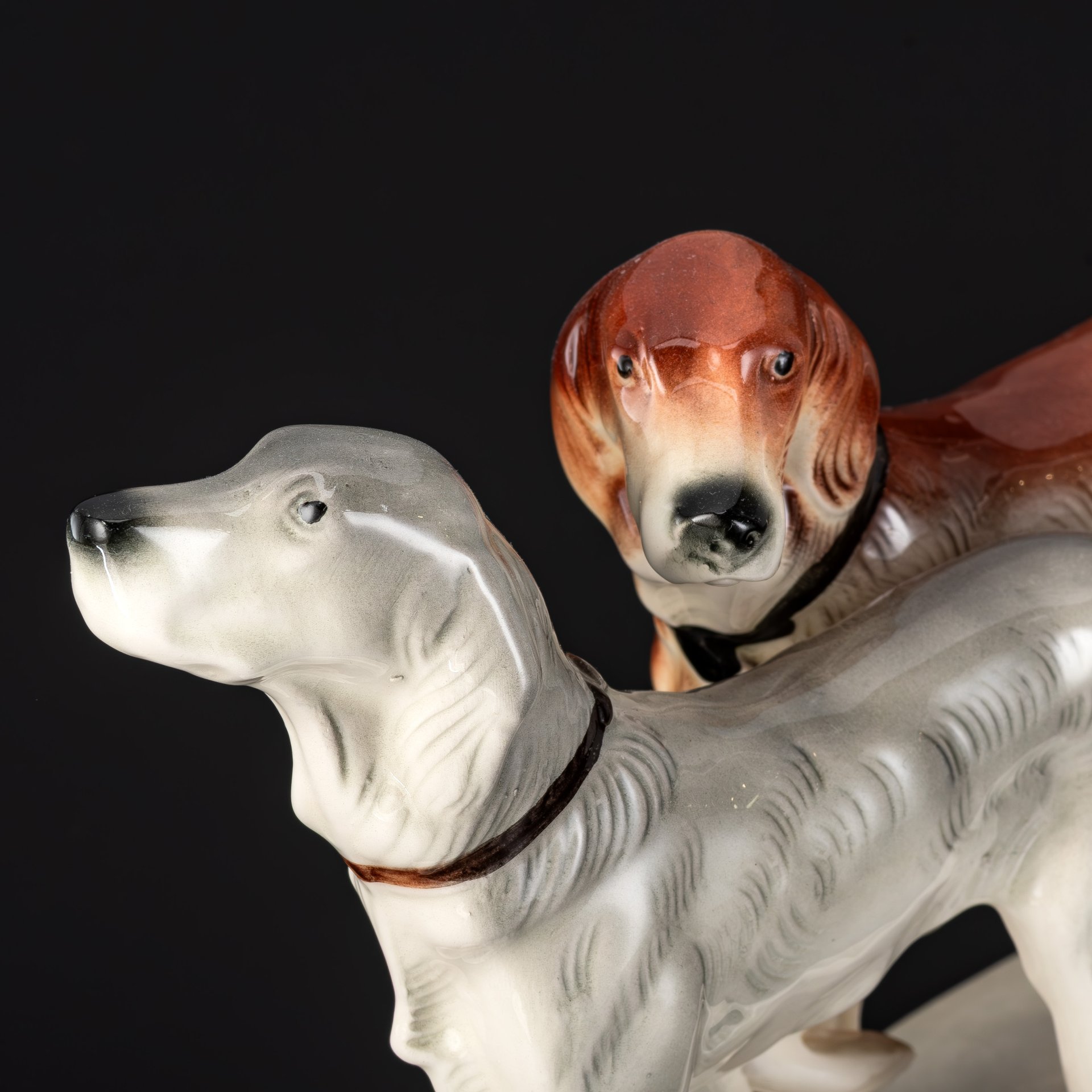 Статуэтка "Две охотничьи собаки", фаянс, роспись, Katzhütte (Кацхютте), Германия, 1958-1990 гг.