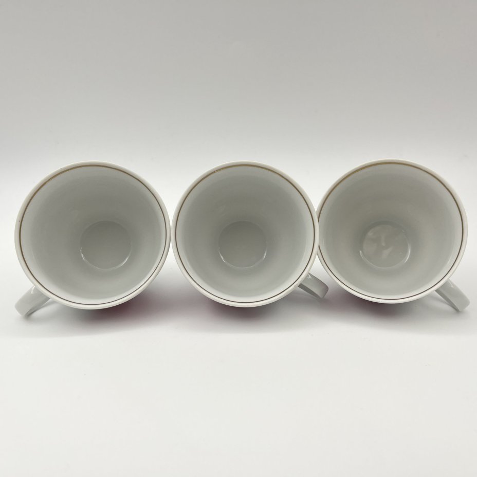 Набор чайных трио с цветочным декором на 3 персоны