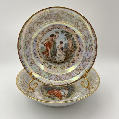 Набор из 2-х салатников круглой формы "Мадонна", фарфор, люстр, деколь, золочение, Fortuna Eisenberg, ГДР, 1960-1973 гг.