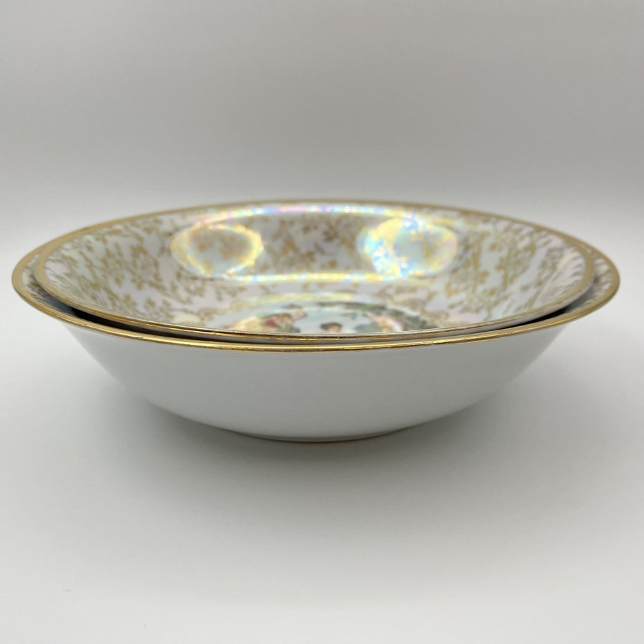 Набор из 2-х салатников круглой формы "Мадонна", фарфор, люстр, деколь, золочение, Fortuna Eisenberg, ГДР, 1960-1973 гг.