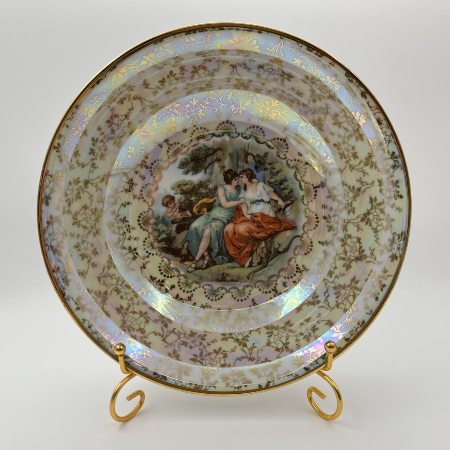 Набор из 2-х салатников круглой формы "Мадонна", фарфор, люстр, деколь, золочение, Fortuna Eisenberg, ГДР, 1960-1973 гг.