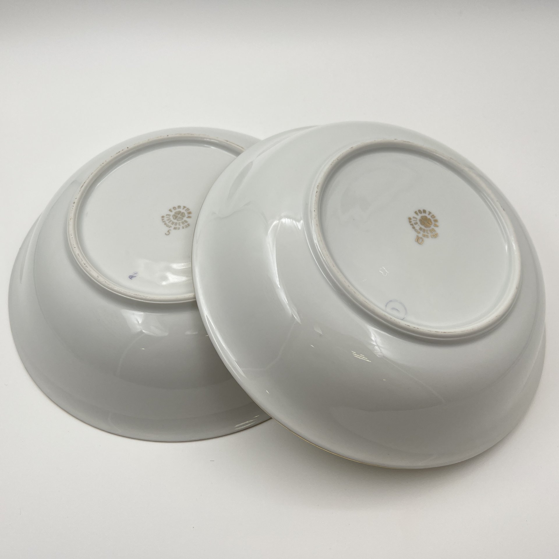 Набор из 2-х салатников круглой формы "Мадонна", фарфор, люстр, деколь, золочение, Fortuna Eisenberg, ГДР, 1960-1973 гг.