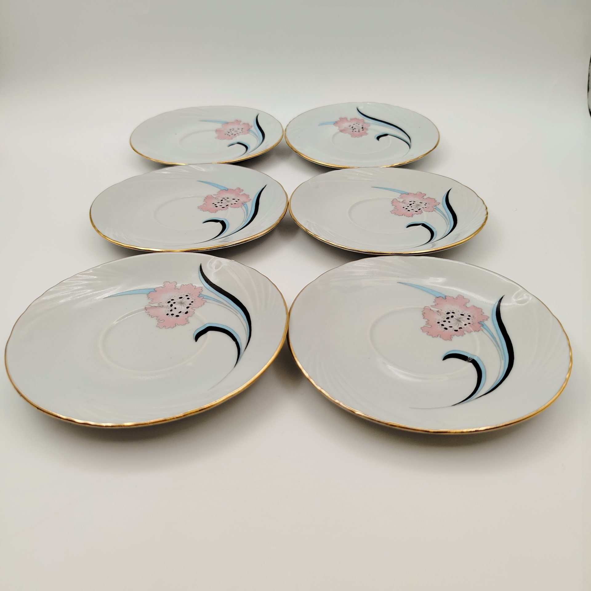 Набор из 6-ти блюдец с цветочным декором, Cluj-Napoca Porcelain