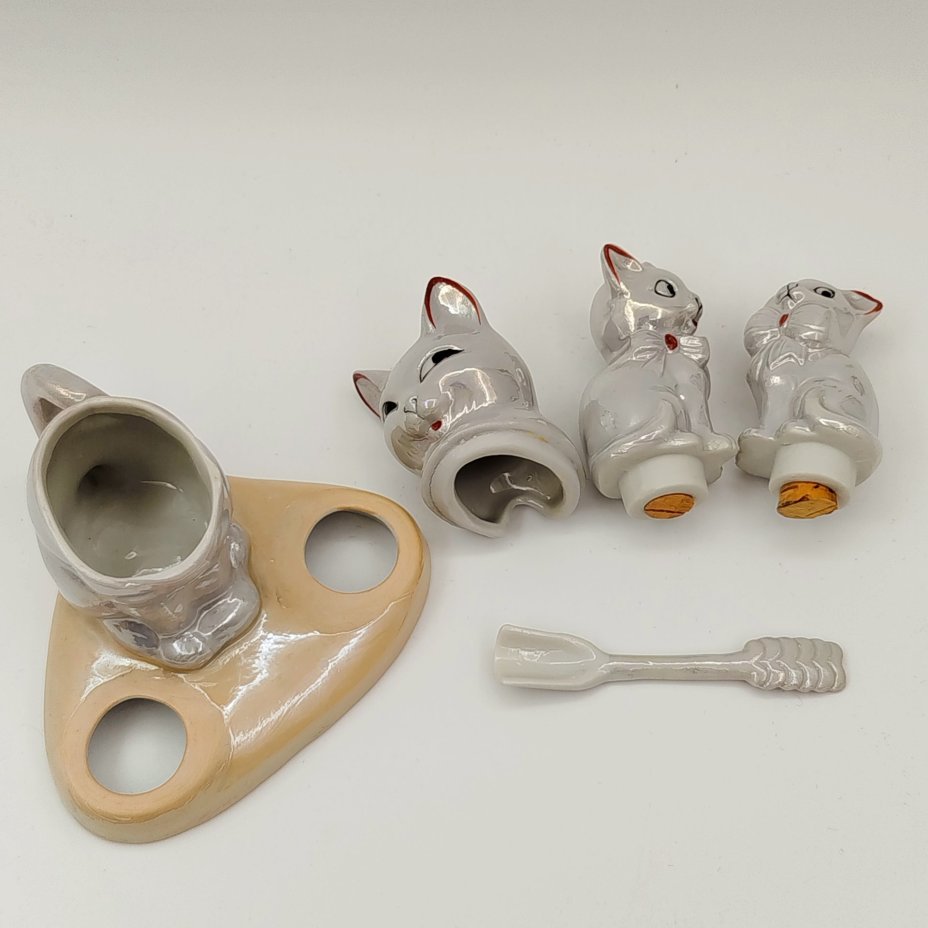 Набор для специй "Кошка с котятами" (солонка, перечница, горчичница)