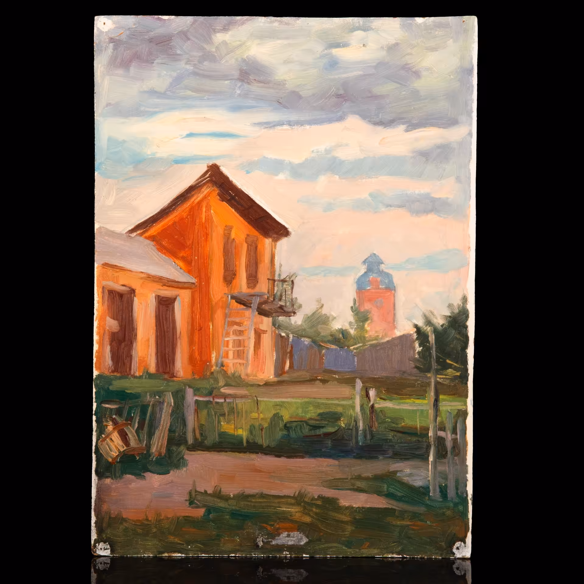 Картина "В привокзальном дворе", автор Юрий Рыполовский, картон, масло