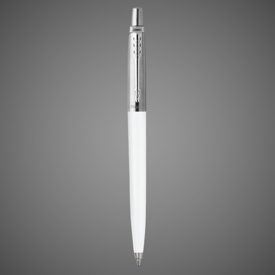 Шариковая ручка Parker Jotter ORIGINALS WHITE CT, стержень: Mblue ЭКО-УПАКОВКА+жестяной футляр, Металлы: нержавеющая сталь, пластик