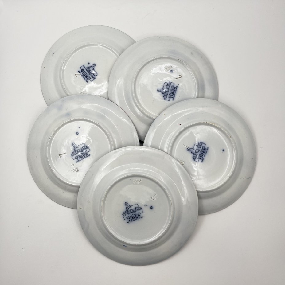 Набор десертных тарелок на 5 персон, выполненных в восточном стиле, Petrus Regout Maastricht