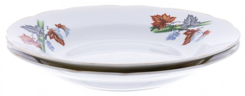 Набор из двух суповых и двух обеденных тарелок с растительным декором, фарфор,деколь, золочение, мануфактура "Tono China", Япония, 1990-2000 гг., Tono China