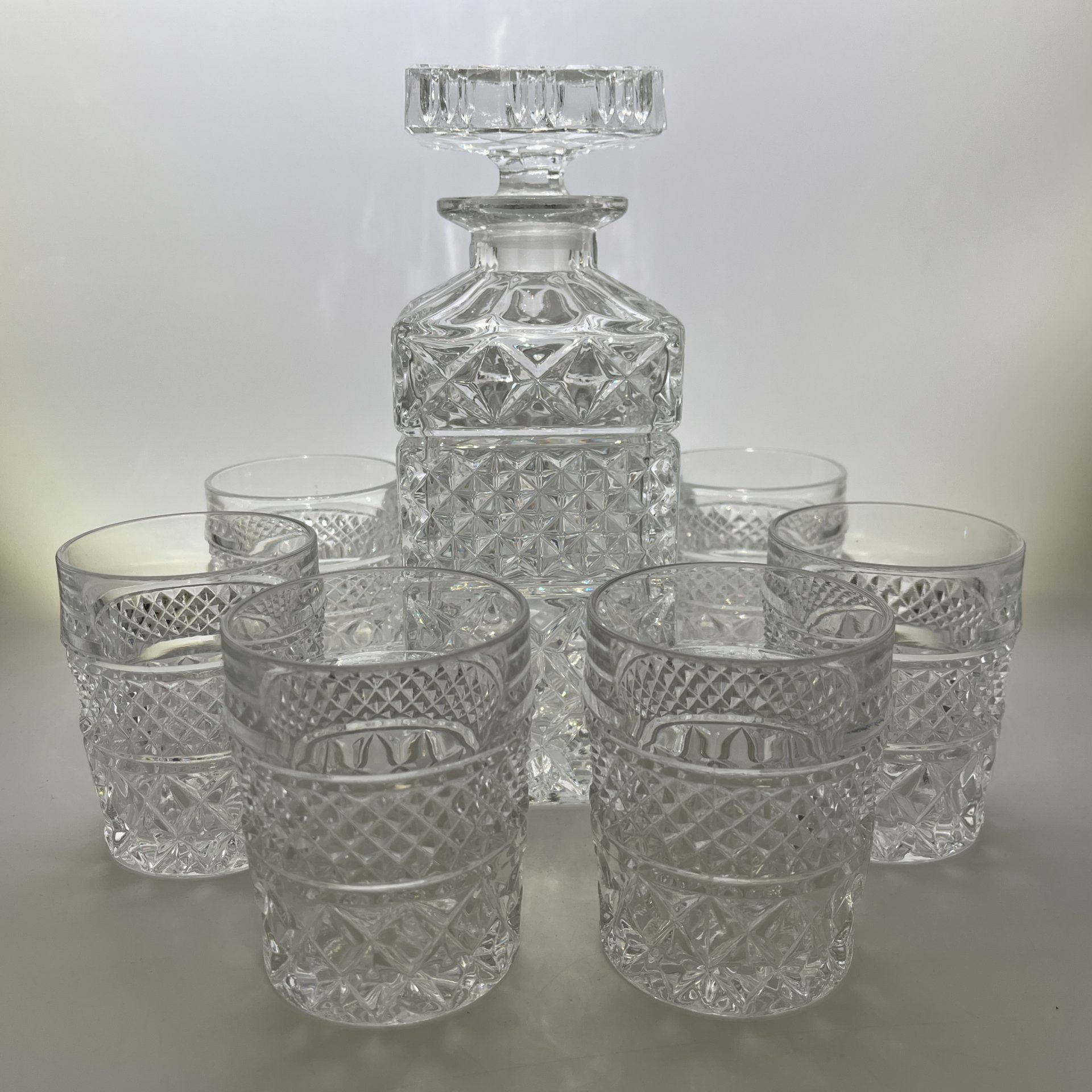 Набор для виски "Madison" на 6 персон, хрусталь, алмазная грань, Bohemia Crystal (Bohemia Glass), Чехия, 1980-2000 гг.