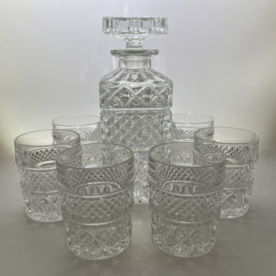 Набор для виски "Madison" на 6 персон, хрусталь, алмазная грань, Bohemia Crystal (Bohemia Glass), Чехия, 1980-2000 гг.