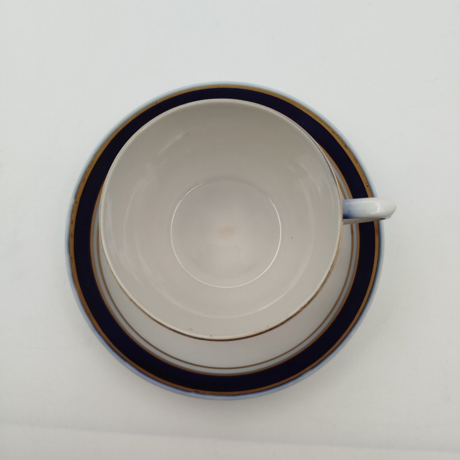 Набор из 6-ти чайных пар, фарфор, крытье, золочение, Дмитровский фарфоровый завод (ДФЗ Вербилки), СССР, 1954-1965 гг.