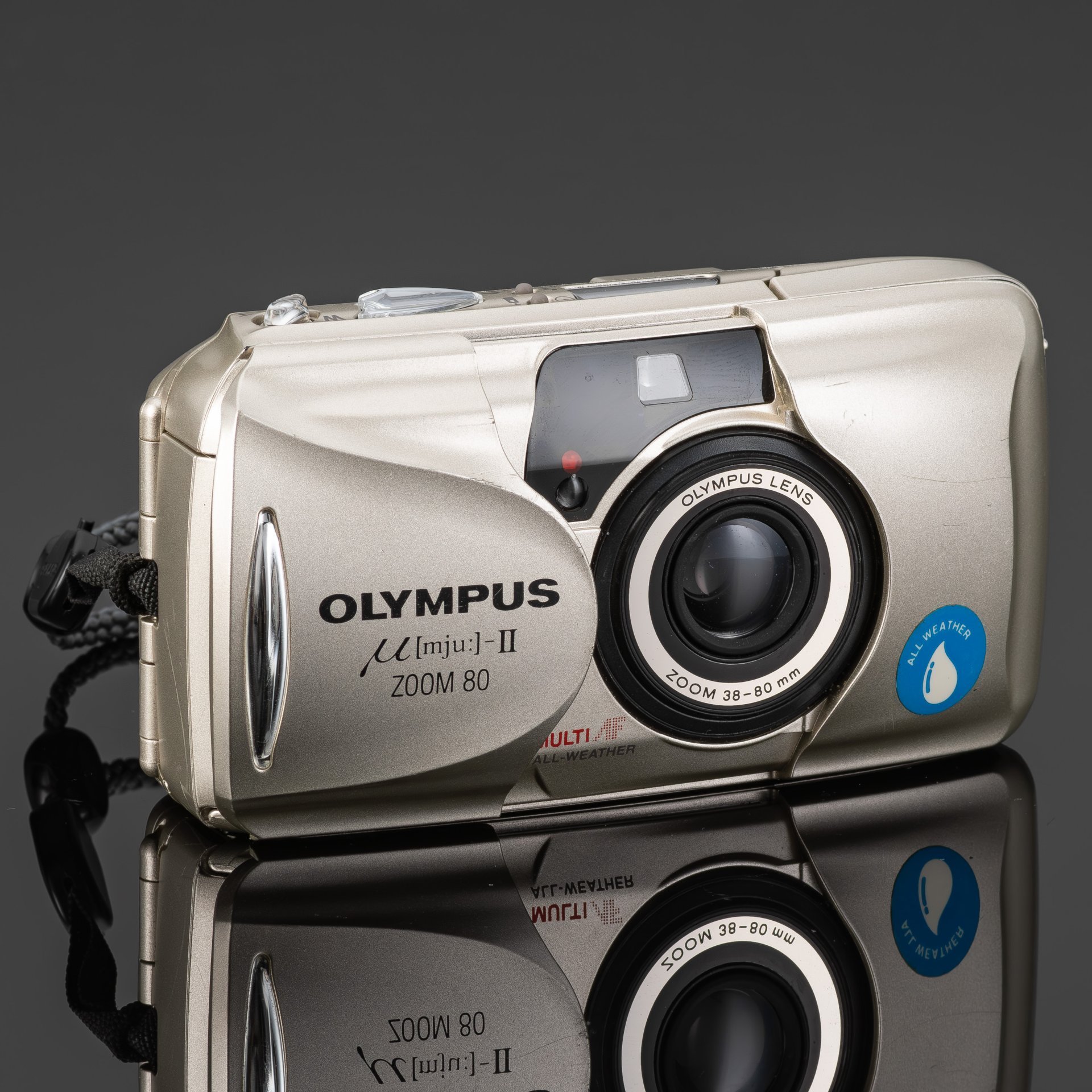 Фотоаппарат пленочный "Olympus MJU-II Zoom 80" в оригинальном чехле, Olympus, пластик, металл, Япония, 1999 г.
