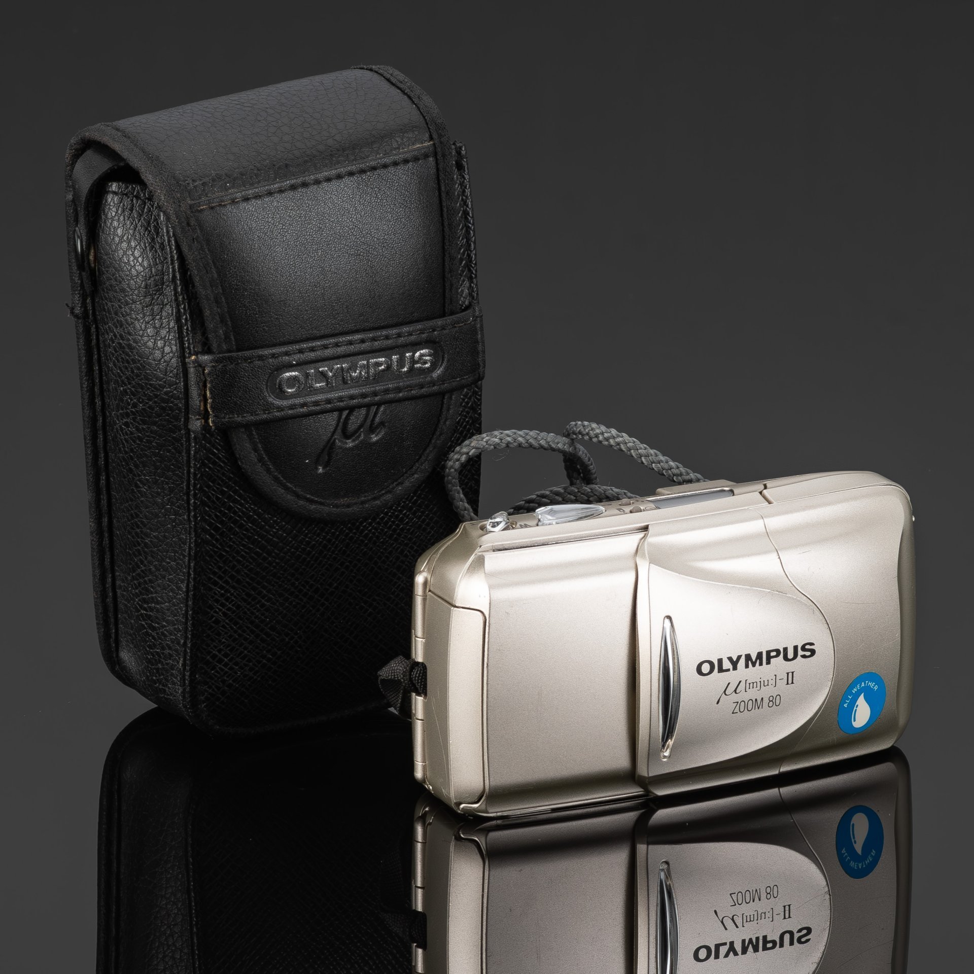 Фотоаппарат пленочный "Olympus MJU-II Zoom 80" в оригинальном чехле, Olympus, пластик, металл, Япония, 1999 г.