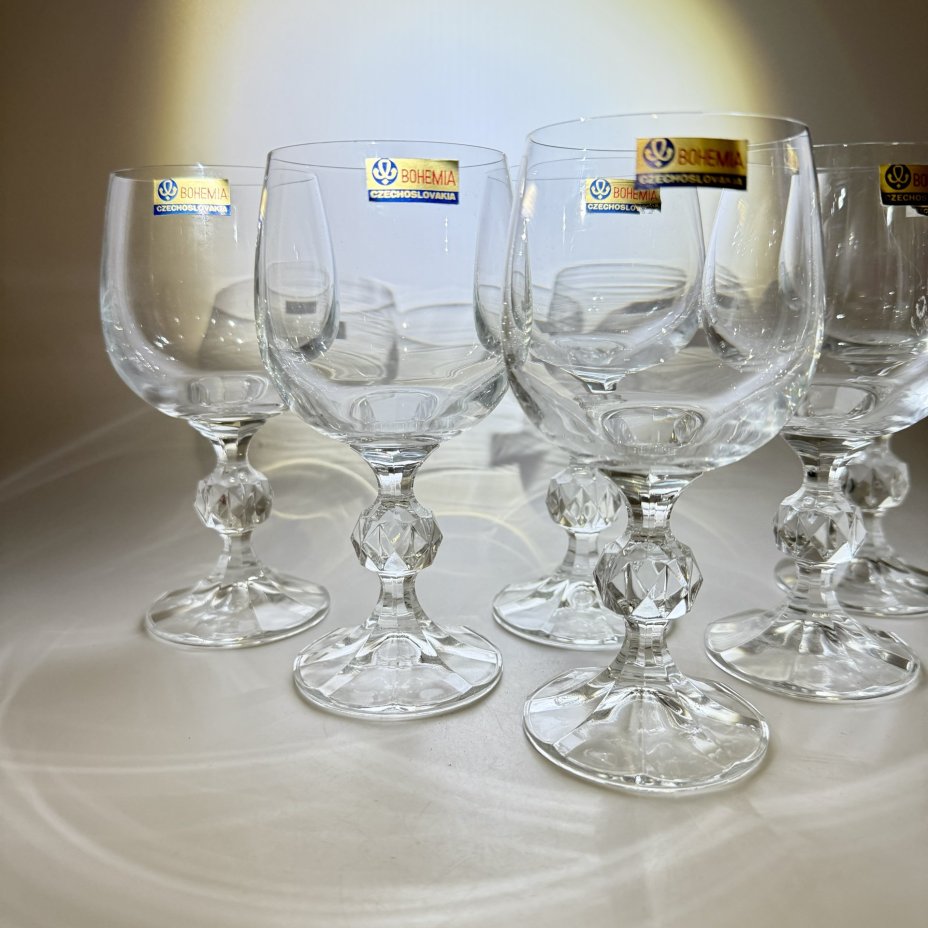 Набор из 6-ти винных бокалов, стекло, Bohemia Crystal (Bohemia Glass), Чехословакия, 1970-1990 гг.