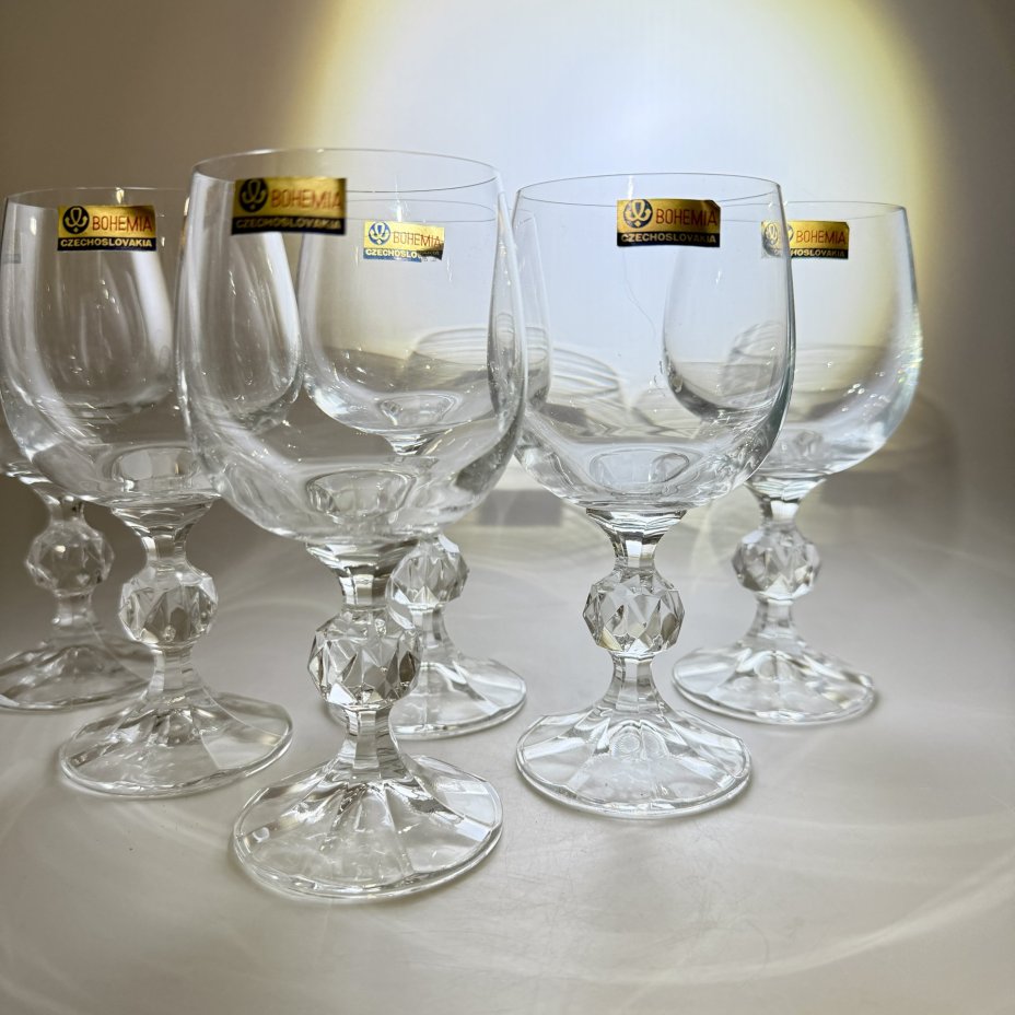 Набор из 6-ти винных бокалов, стекло, Bohemia Crystal (Bohemia Glass), Чехословакия, 1970-1990 гг.