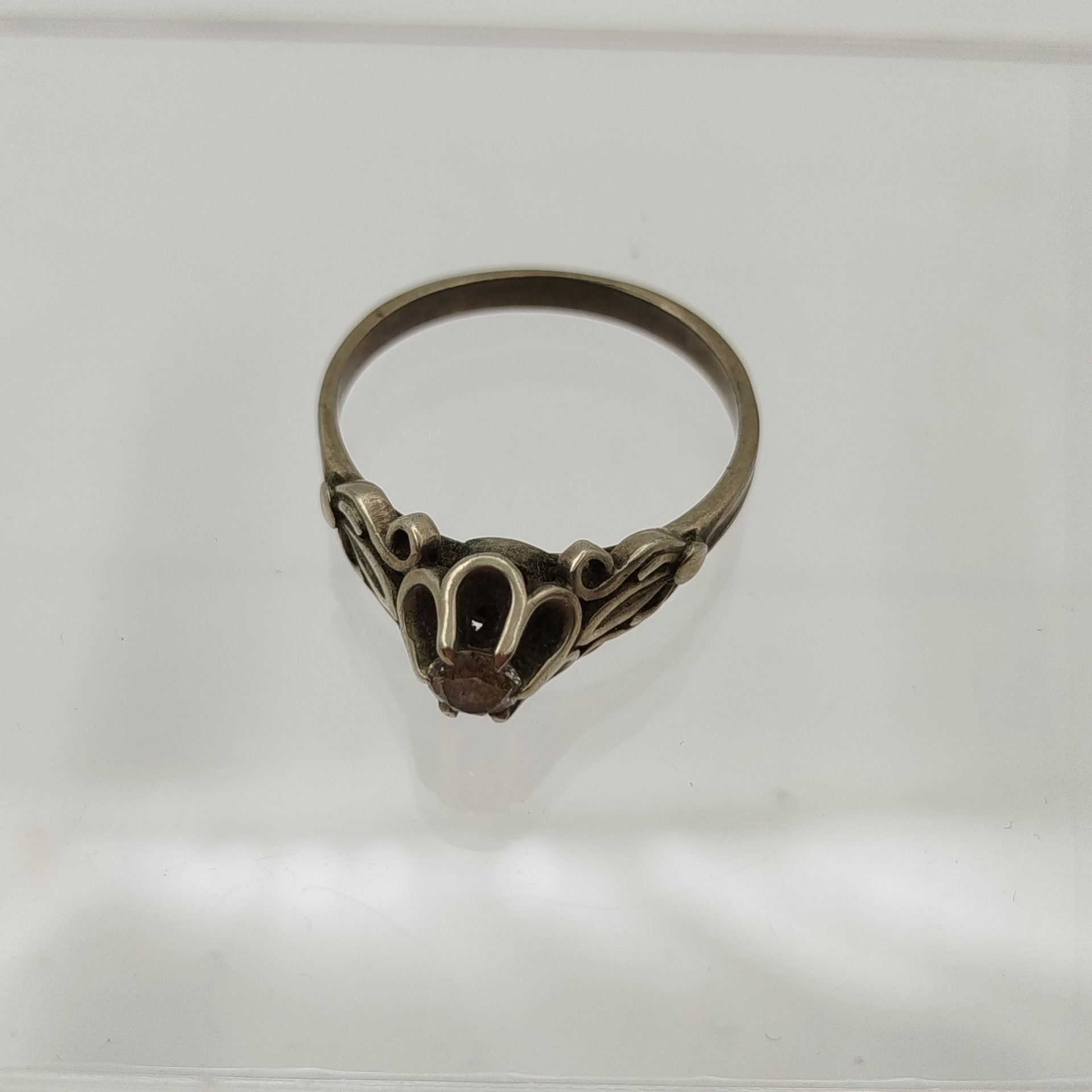 Кольцо винтажное с прозрачной вставкой, мельхиор, Россия, 1970-1990 гг.