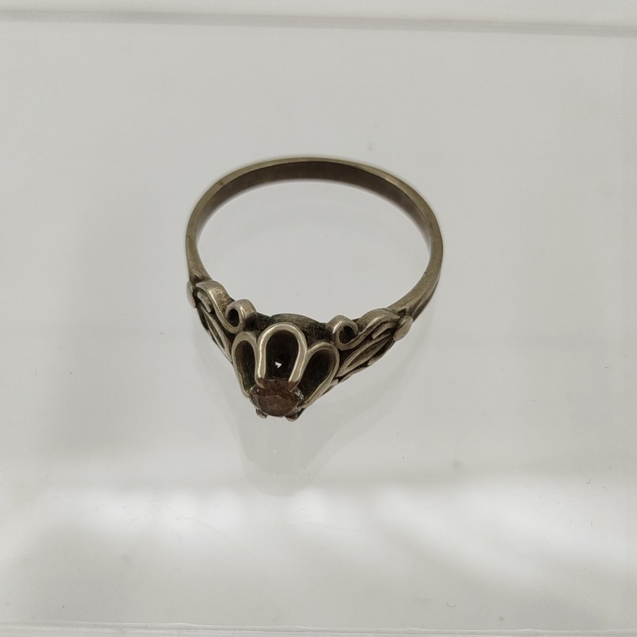 Кольцо винтажное с прозрачной вставкой, мельхиор, Россия, 1970-1990 гг.